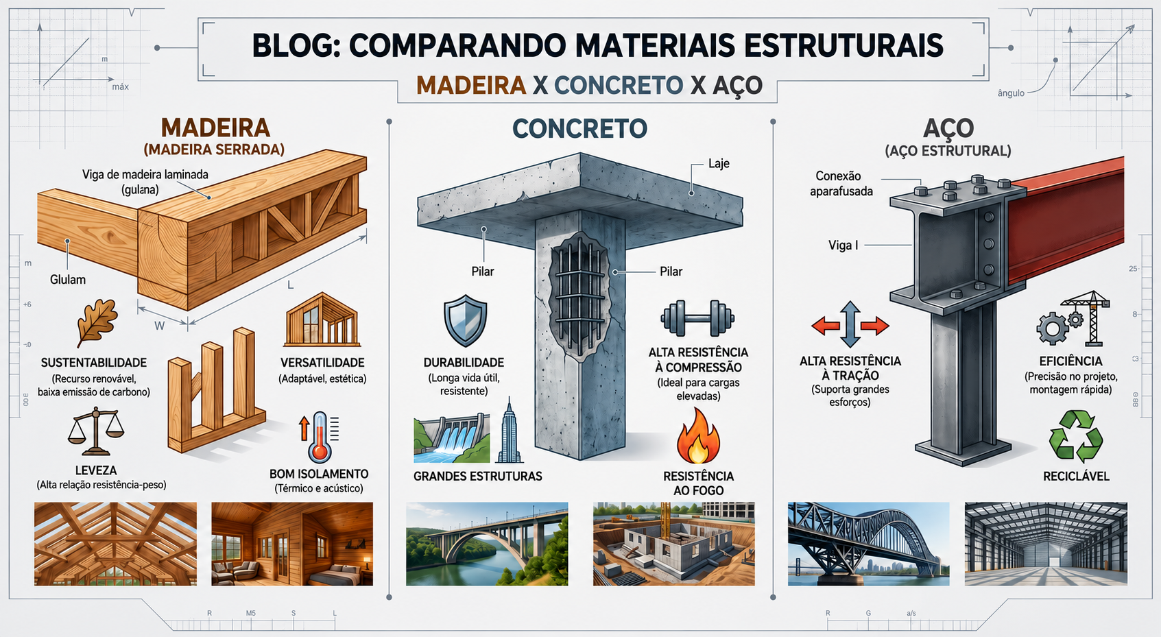 Concreto armado, madeira ou estrutura metálica: qual escolher?